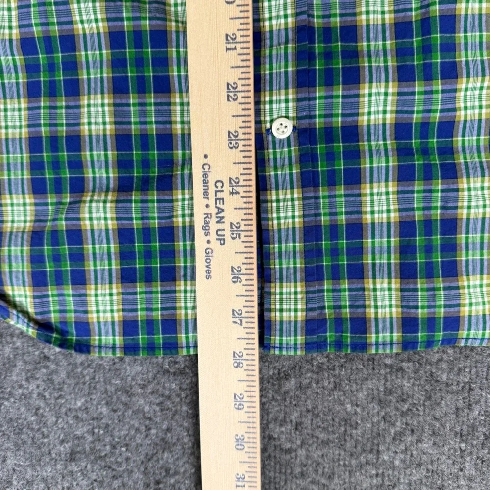 Banana Republic Plaid‎ Shirt Short Sleeve Button Up Green Blue Mens Large (M)